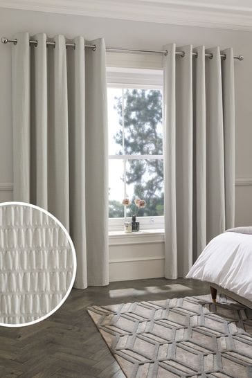 Grey Soft Crinkle Blackout Eyelet Blackout/Thermal Curtains