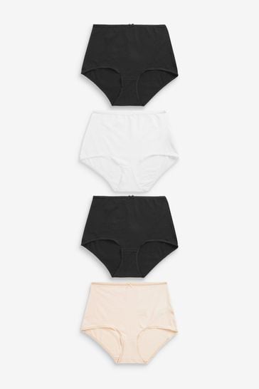 Black/White/Nude Full Brief Cotton Rich Knickers 4 Pack