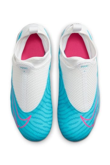 Buy Nike Blue Jr. Phantom Academy Firm Ground Football Boots from