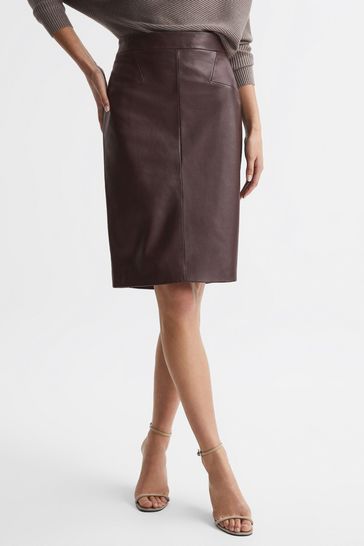 Leather pencil shop skirt berry