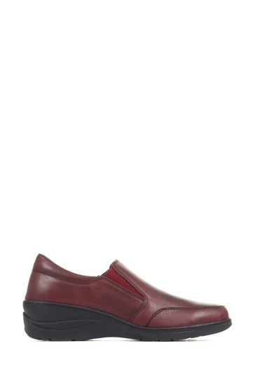 Loretta Red Leather Slip-On Shoes