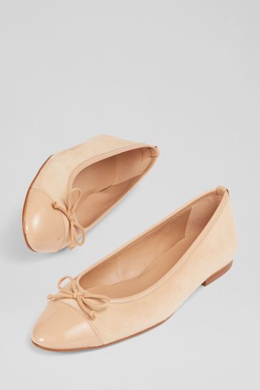 Buy LK Bennett Kara Natural Suede And Patent Toe Cap Ballerina