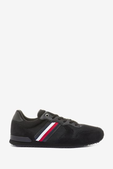 Tommy Hilfiger Corporate Black Mixed Runner Trainers