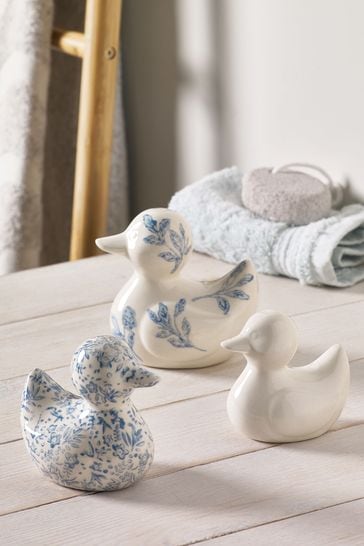 Set of 3 Floral Ceramic Ducks