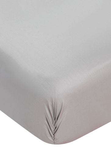 Smoke Grey Pure Cotton 200 Thread Count Percale Deep Fitted Sheet