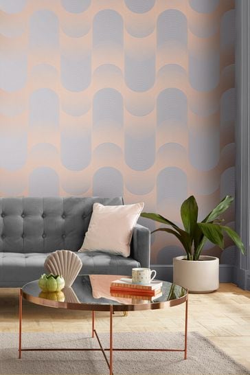 Graham & Brown Grey And Rose Gold Eclipse Wallpaper