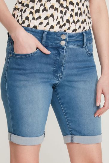 M&Co Blue Lift and Shape Mid Length Denim Shorts