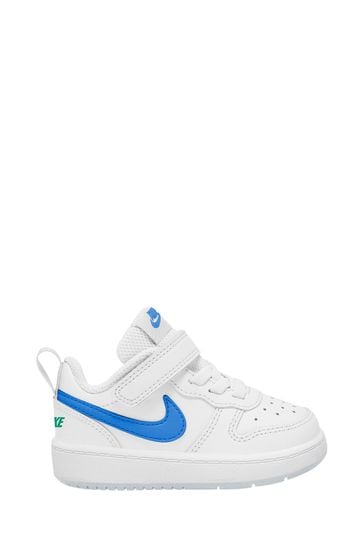 Nike White/Bright Blue Court Borough Low Infant Trainers