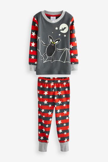 Boden Grey Snug Glow-In-The-Dark Halloween Pyjamas