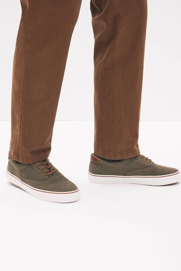 Khaki Green Regular Fit Classic Canvas Pumps