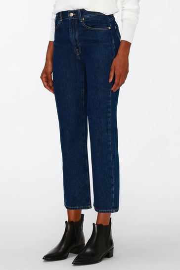 7 For All Mankind Blue Deep Dive Straight Crop Jeans