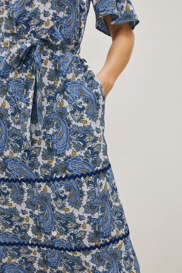 Blue paisley shop print dress