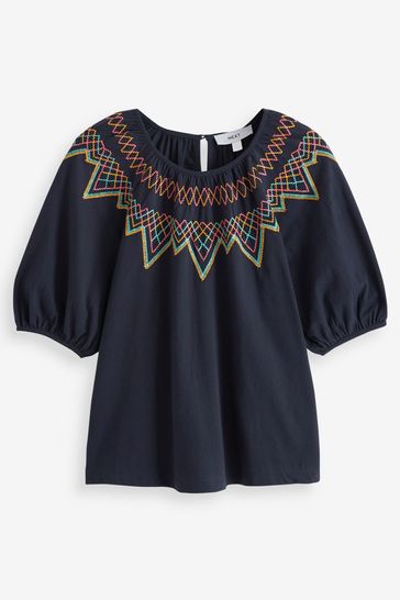 Navy smock top top