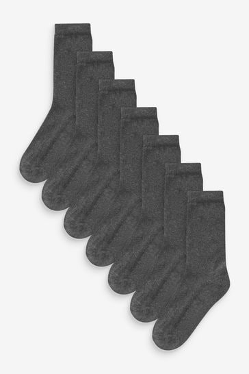 Grey 7 pack cushioned footbed socks