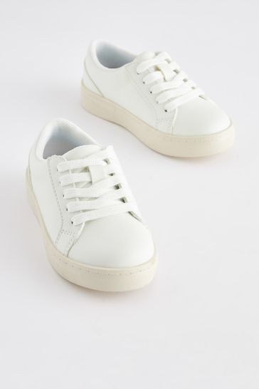 Ladies white deals lace up shoes