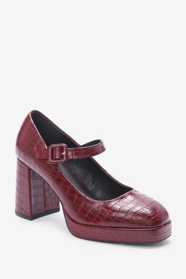Buy Berry Red Forever Comfort Platform Mary Jane Shoes from Next Luxembourg