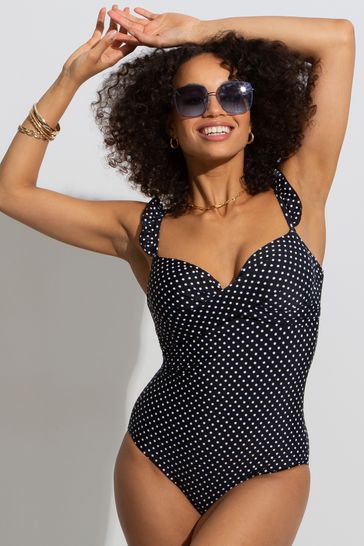 Buy Pour Moi Black Sicily Lightly Padded Underwired Frill Swimsuit