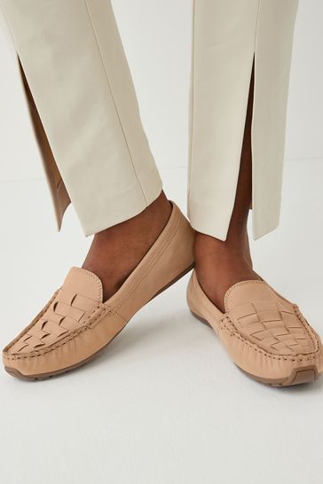 Camel Brown Regular/Wide Fit Forever Comfort® Leather Weave Driver Shoes