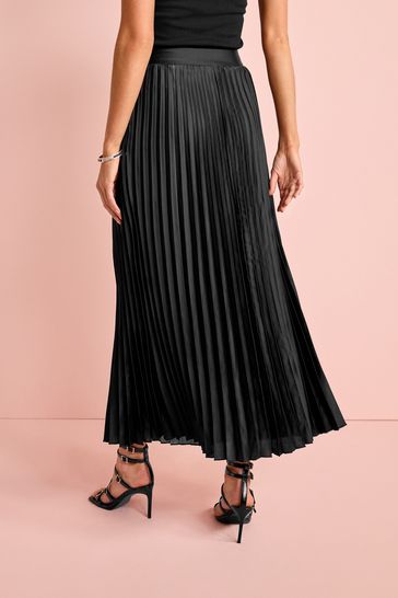 Black pleated midi skirt next discount