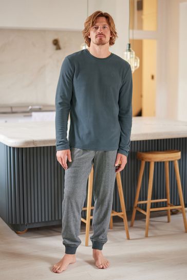 Buy Blue Grey Thermal Pyjamas Set from Next Luxembourg