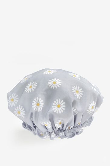 Grey Daisy Shower Cap