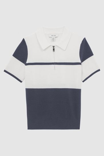 Buy Reiss Airforce Blue Rome Senior Slim Fit Half Zip Colourblock