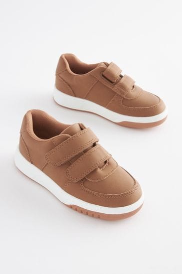 Tan Brown Standard Fit (F) Strap Touch Fastening Trainers