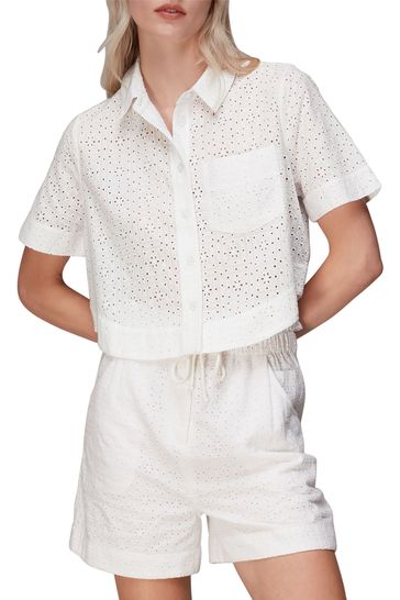 Whistles White Broderie Bowling Shirt