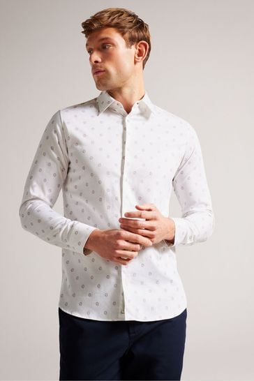 Ted Baker Kyme White Long Sleeve Ditsy Floral Shirt