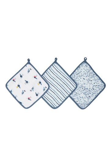 Aden + Anais Blue Essentials Washcloth Set 3 Pack