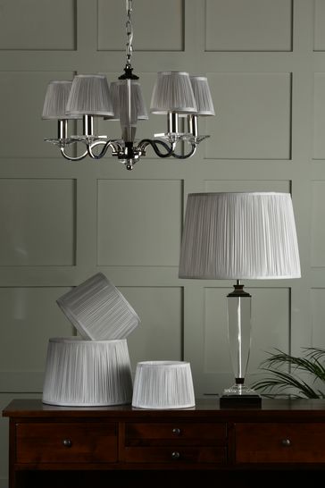 Buy Laura Ashley Silver Hemsley Pleated Silk Empire Easyfit Lamp