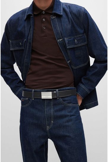 Buy BOSS Black Baxton Metal Buckle Smooth Leather Belt from Next Bahrain