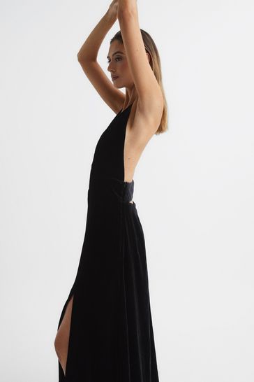 Buy Reiss Black Gracie Velvet Maxi Dress from Next Luxembourg