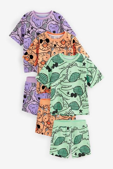 Fluro Animal 3 Pack Short Pyjamas (9mths-10yrs)