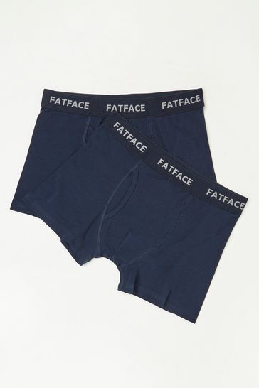 FatFace Blue Plain Boxers 2 Pack