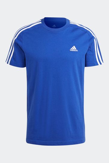 Buy adidas Blue Sportswear Essentials Single 3-Stripes Next T-Shirt USA from Jersey