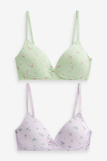 Buy Purple/Green Floral Pointelle Trainer Bras 2 Pack from Next Luxembourg