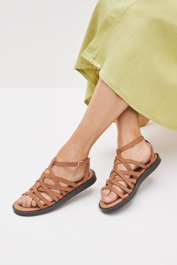 Ladies wide clearance fit tan sandals