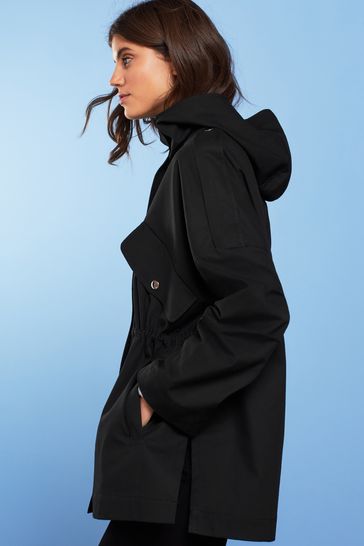 Buy Black Utility Rain Mac with Adjustable Waist from Next Luxembourg