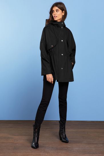 Buy Black Utility Rain Mac with Adjustable Waist from Next Luxembourg