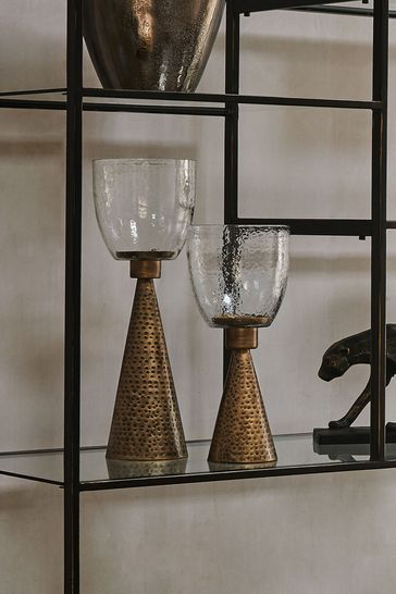 Libra Gold Sandbanks Small Glass Floor Standing Candle Holder