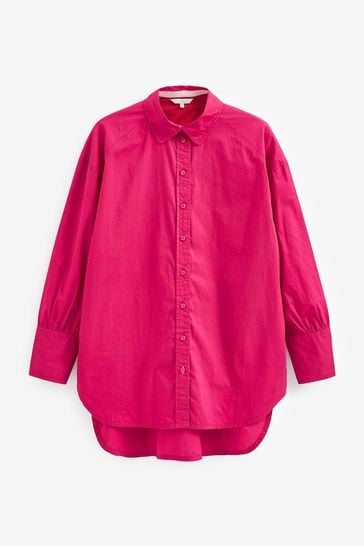 Buy Bright Pink Oversized Long Sleeve Cotton Shirt from Next