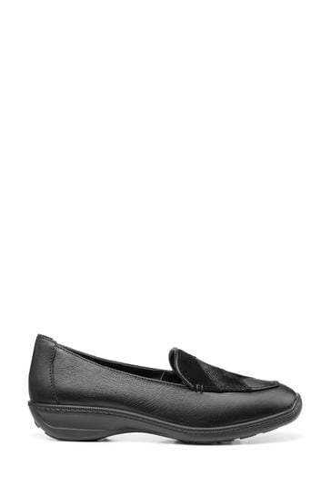 Hotter Wide Fit Faith II Black Slip-On Shoes