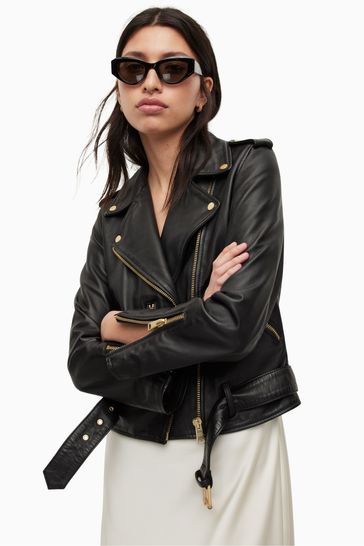 Buy AllSaints Balfern Black Biker Jacket from Next Luxembourg