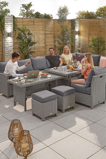 Nova Outdoor Living Grey Right Hand Corner Dining Set with Extending Table