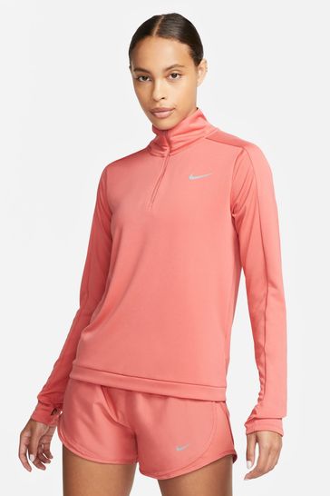 Nike Coral Pink Dri-FIT Pacer 1/4-Zip Pullover Sweater