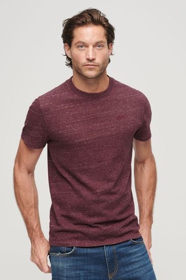 Superdry Brown Organic Cotton Micro Embroidered T-Shirt