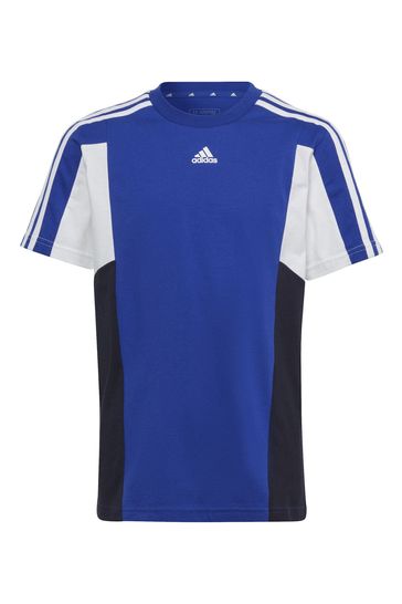 Buy adidas Blue Junior Colorblock 3 Stripes Regular Fit T Shirt