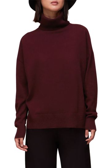 Red cashmere discount polo neck jumper