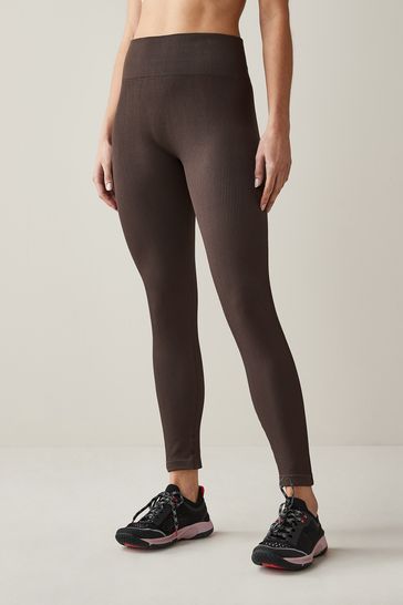 Buy Chocolate Brown Ribbed High Waist Leggings from Next USA